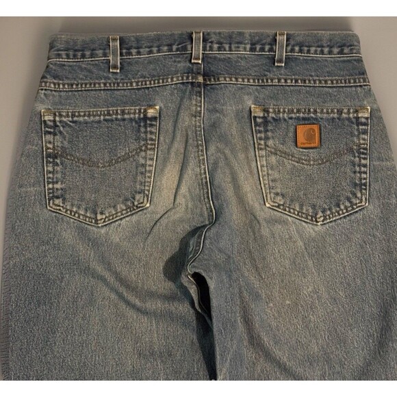 Carhartt Relaxed Fit Jeans Mens 36x34 Blue Cotton Work Denim Pants B17DST - Picture 2 of 9